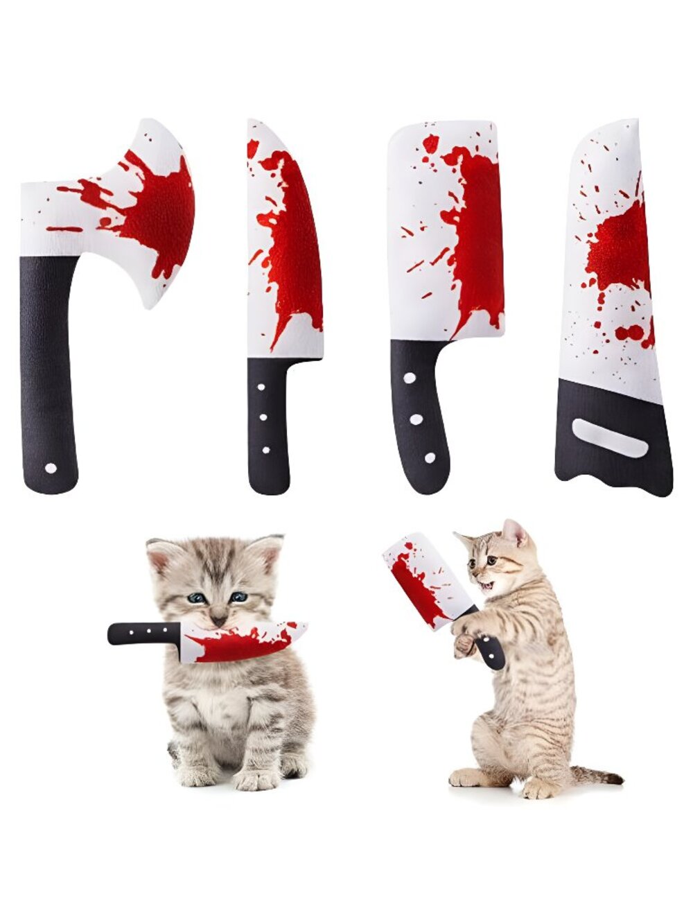 4Pcs Cat Toys, Horror Knife-Shaped Kitten Catnip Crinkly Sound Toys